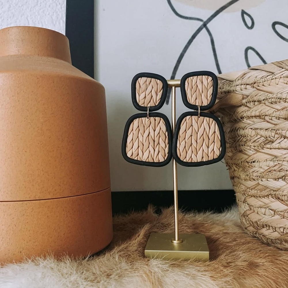 Handmade Marah-cotta Clay Woven Earrings